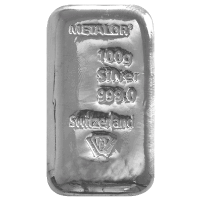 100 Grams Metalor Silver Bar