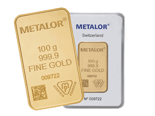 Metalor 100 Grams Gold Bar