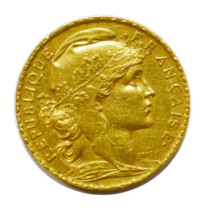 20 French Francs Marianne Rooster gold coin reverse