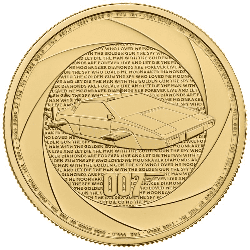 Six Decades of 007: Bond of the 1970s 2024 1oz Gold Coin