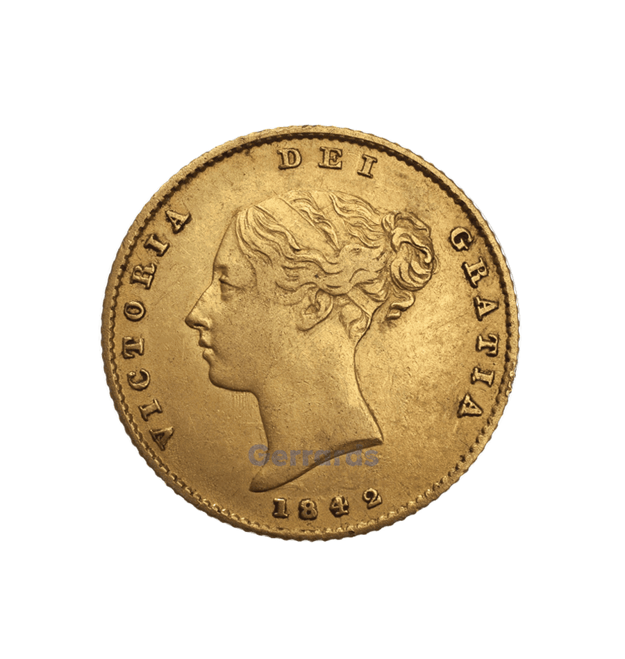 Half gold sovereign Victoria Young Head Shield Back