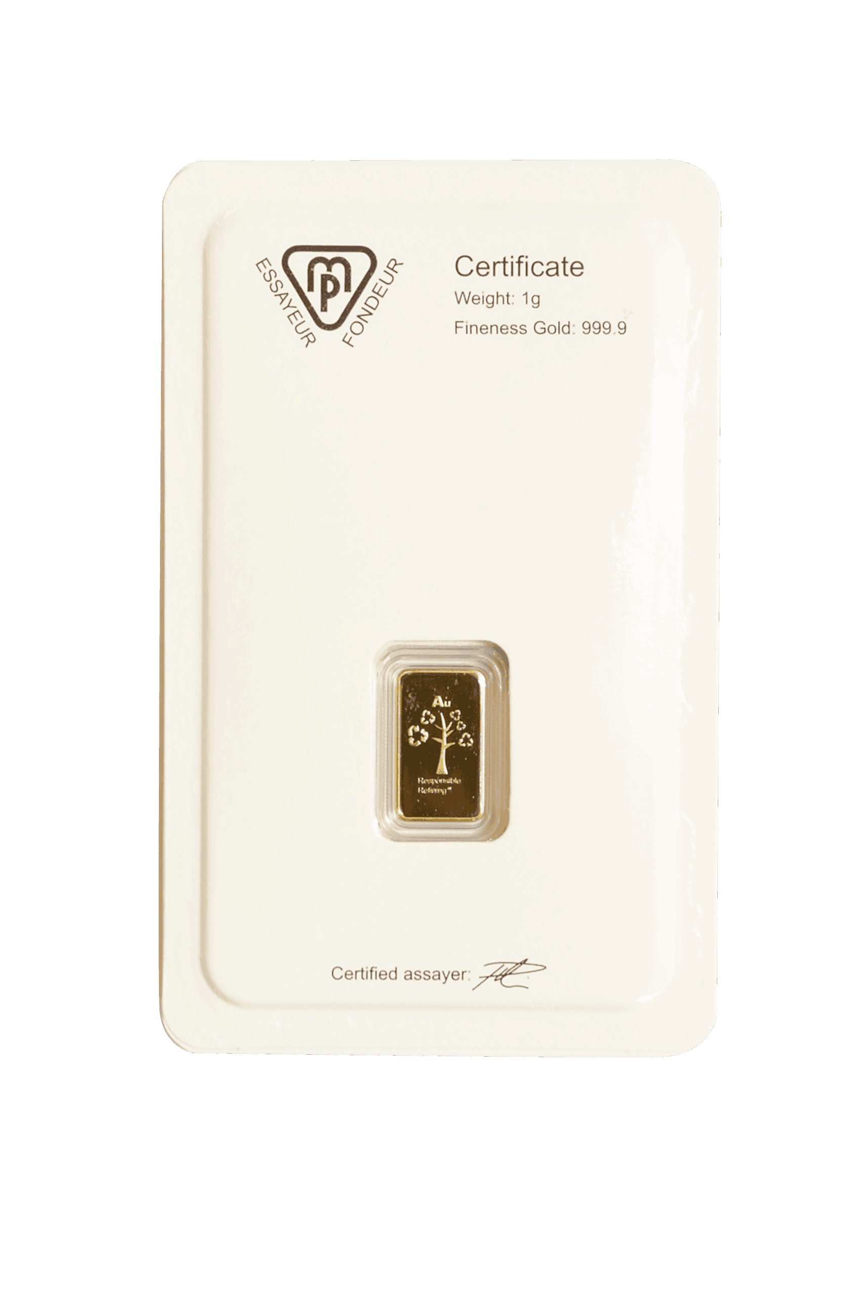 Metalor 1g gold bar back