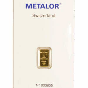Metalor 1g gold bar front