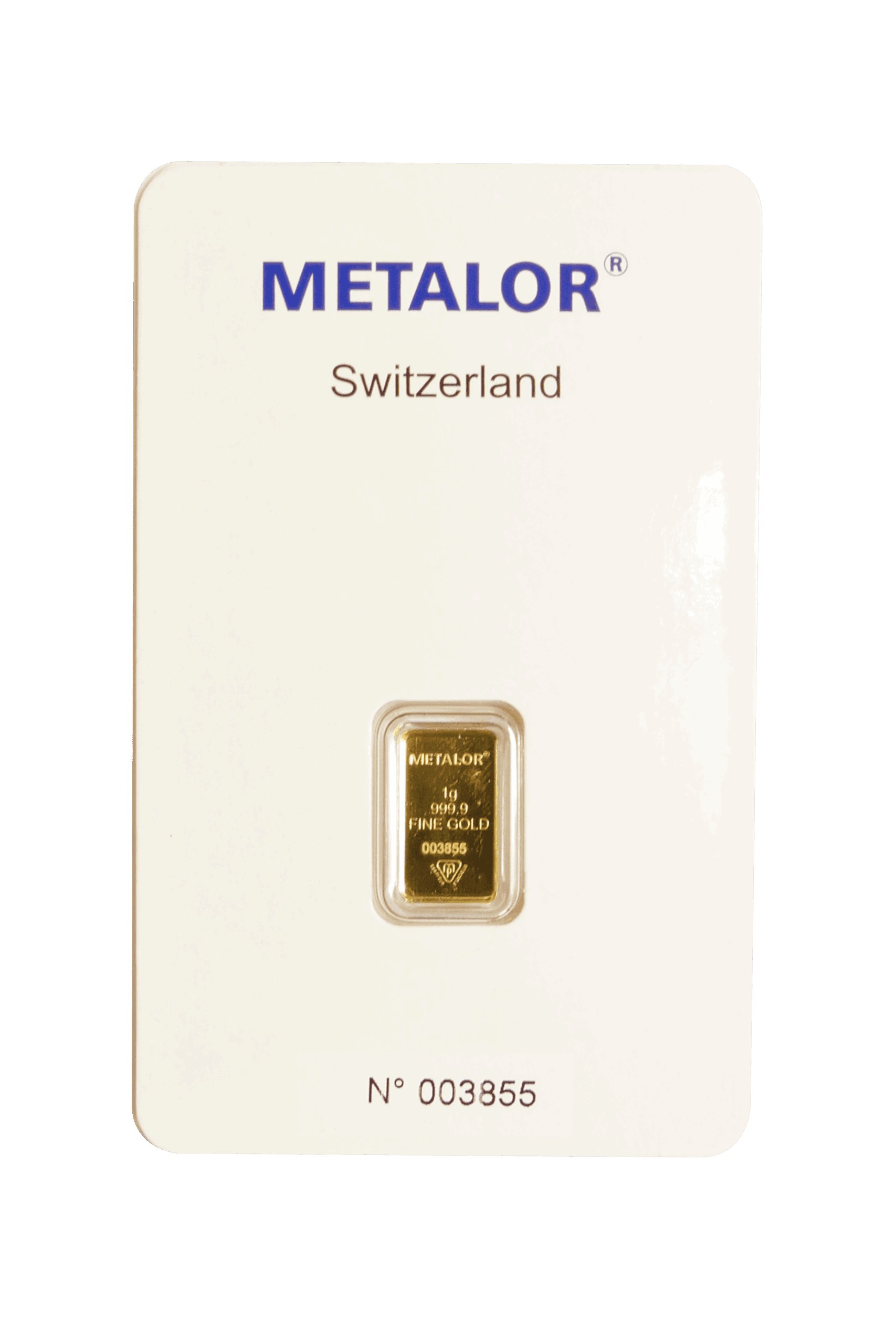 Metalor 1g gold bar front