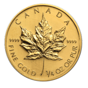 1/4 oz Gold Maple Leaf coin (obverse)