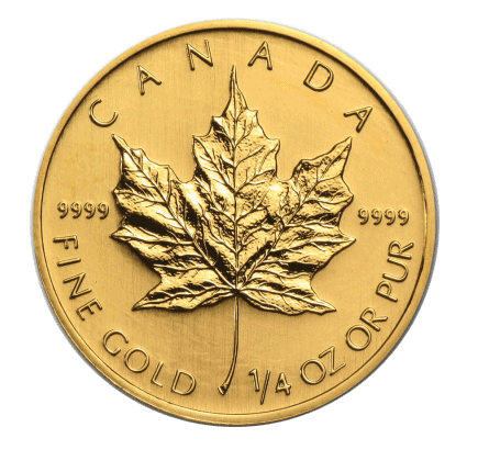 1/4 oz Gold Maple Leaf coin (obverse)