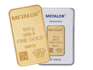 Metalor 100 Grams Gold Bar