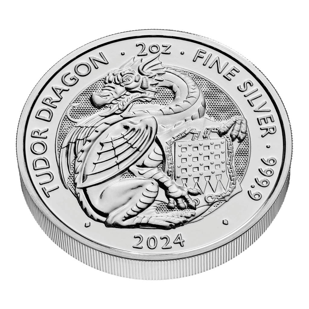 The Tudor Beasts Dragon 2oz Silver Coin 2024 - Image 2