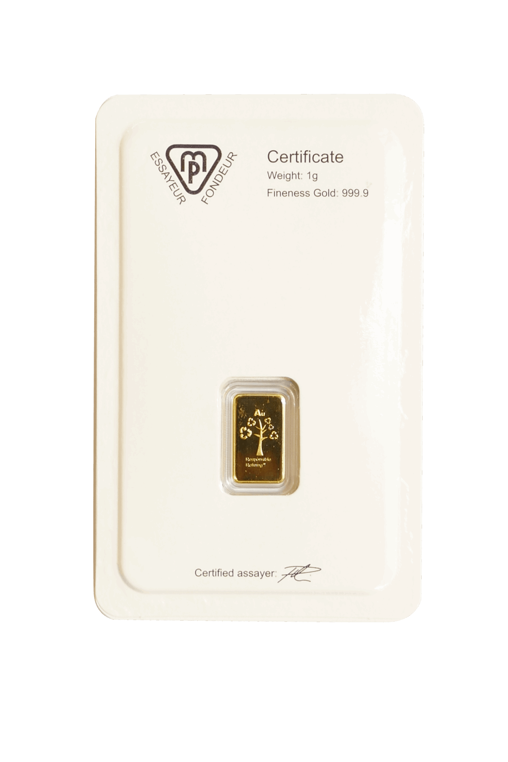 Metalor 1g gold bar back