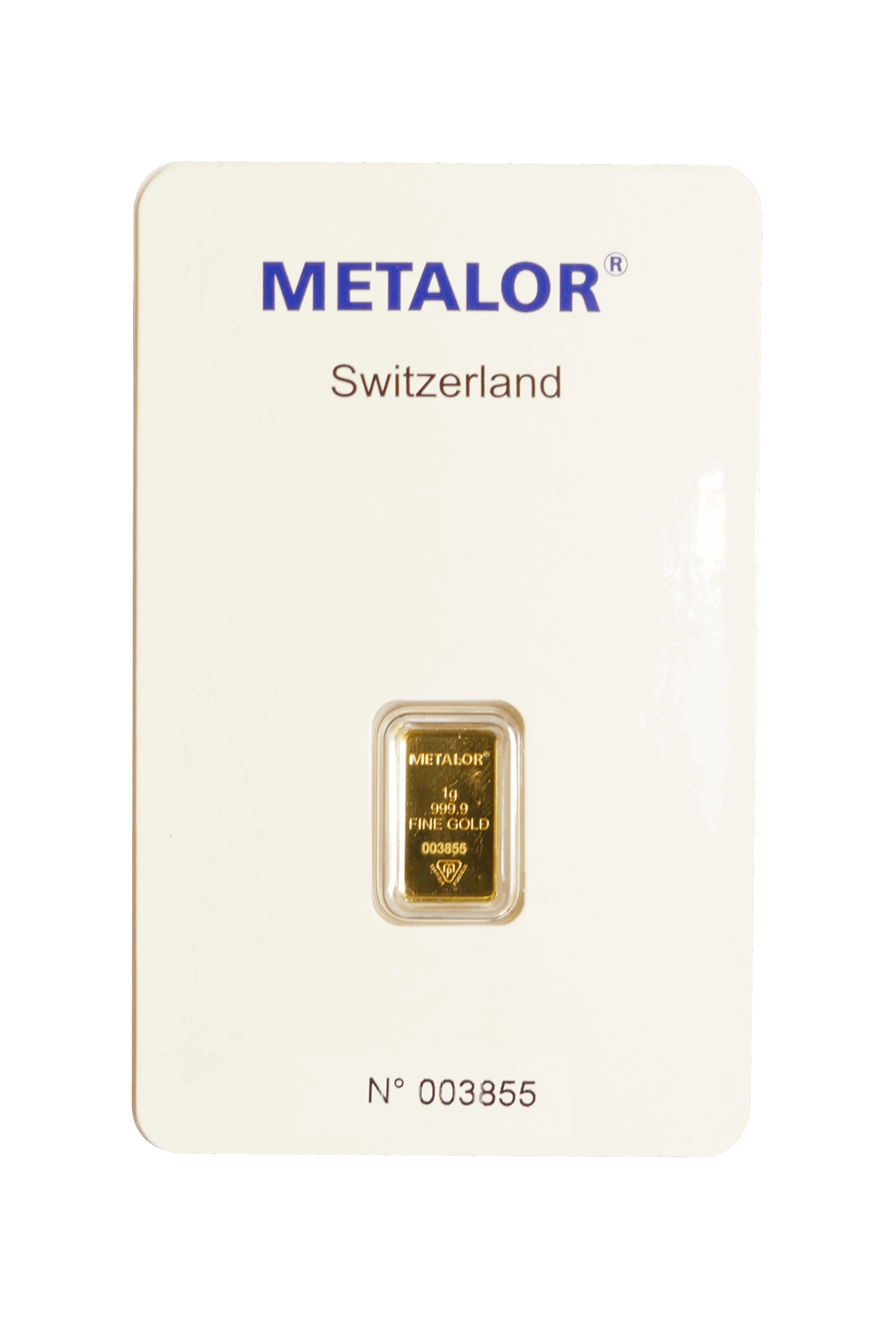 Metalor 1g gold bar front