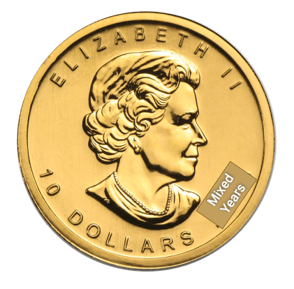 1/4 oz Gold Maple Leaf coin (reverse)