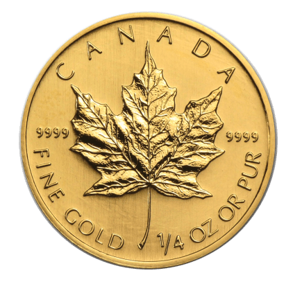 1/4 oz Gold Maple Leaf coin (obverse)