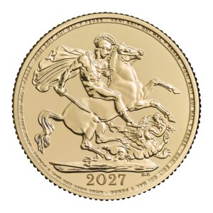 2027 Gold Sovereign yellow gold, St George and the dragon reverse